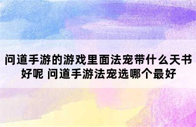 问道手游的游戏里面法宠带什么天书好呢 问道手游法宠选哪个最好